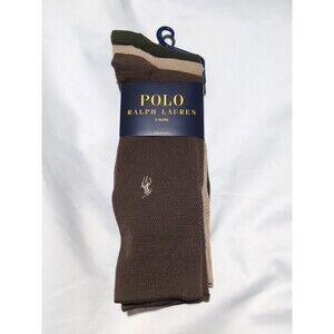 Polo Ralph Lauren Menz Casual Dress Socks  Textured Brown Beige Olive 10 - 13